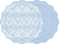 Holly Stuart Scallop Two Sided Placemat in Damask Denim