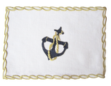 Sharyn Blond Linens Rope Border Anchor Cocktail Napkin