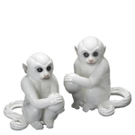 Mottahedeh White Monkey Bookends, Pair
