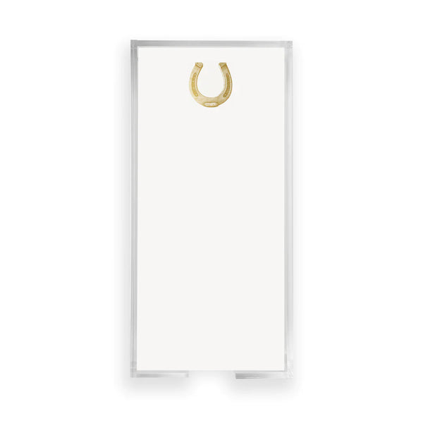 Gold Foil Horseshoe Notepad with Lucite Holder