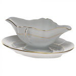 Herend Golden Edge Gravy Boat with Fixed Stand