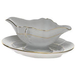 Herend Collections Golden Edge Gravy Boat with Fixed Stand