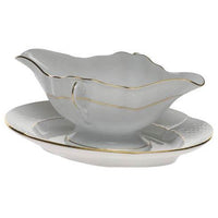 Herend Collections Golden Edge Gravy Boat with Fixed Stand