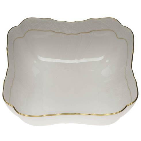 Herend Collections Golden Edge Square Salad Bowl, 10"