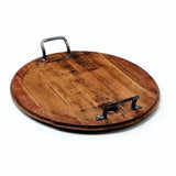 Vintage Provence Platter with Lazy Susan and Iron Handles