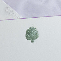 The Printery Metallic Green Artichoke Notecards