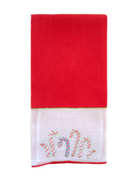 Sharyn Blond Linens Candy Cane Guest Towels and Cocktail Napkin