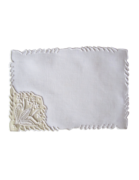 Sharyn Blond Linens Ferns and Flowers Cocktail Napkin