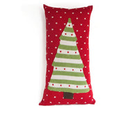 Melange Christmas Striped Tree Lumbar Pillow
