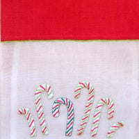 Sharyn Blond Linens Candy Cane Guest Towels and Cocktail Napkin