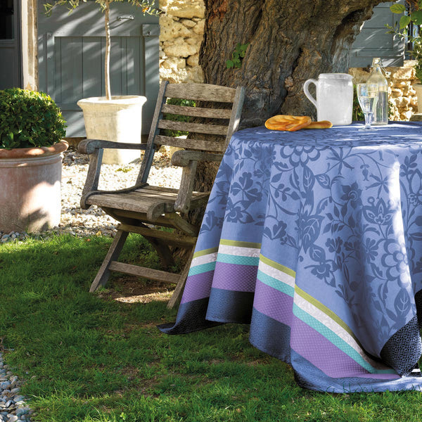 Le Jacquard Francais Coated Tablecloth Provence Enduite Lavender Blue 100% Cotton