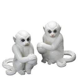 Mottahedeh White Monkey Bookends, Pair