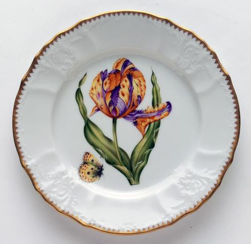Anna Weatherley Old Master Tulips Salad Plate Purple and Yellow